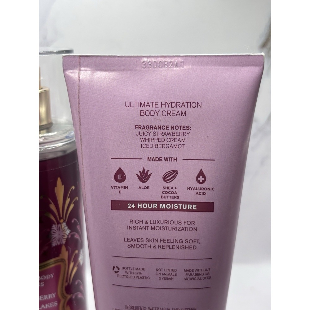 Bath & Body Works Strawberry Snowflakes Body Cream 8 OZ. & Body Mist Spray 8 OZ - Picture 7 of 7